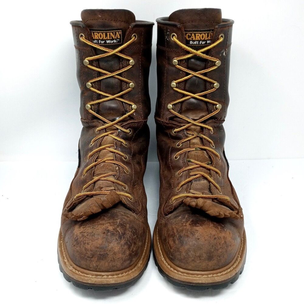 Carolina Brown Leather Work Boots Mens 12D Safety Toe EH Waterproof - Picture 6 of 12